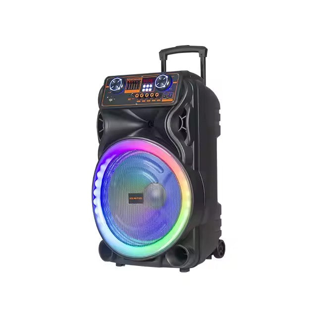 Boxă Portabilă AT PERFORMANCE® 10150W – Woofer 10", Bluetooth, Karaoke, Lumină RGB, 2 Microfoane Wireless, Acumulator, Trolley, Funcție WWS, USB, FM, AUX